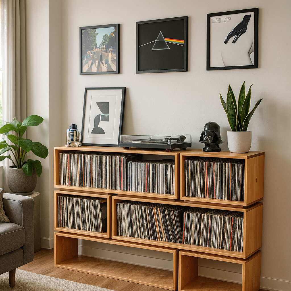 Vinyl Shelf: Hardwood Record Shelf