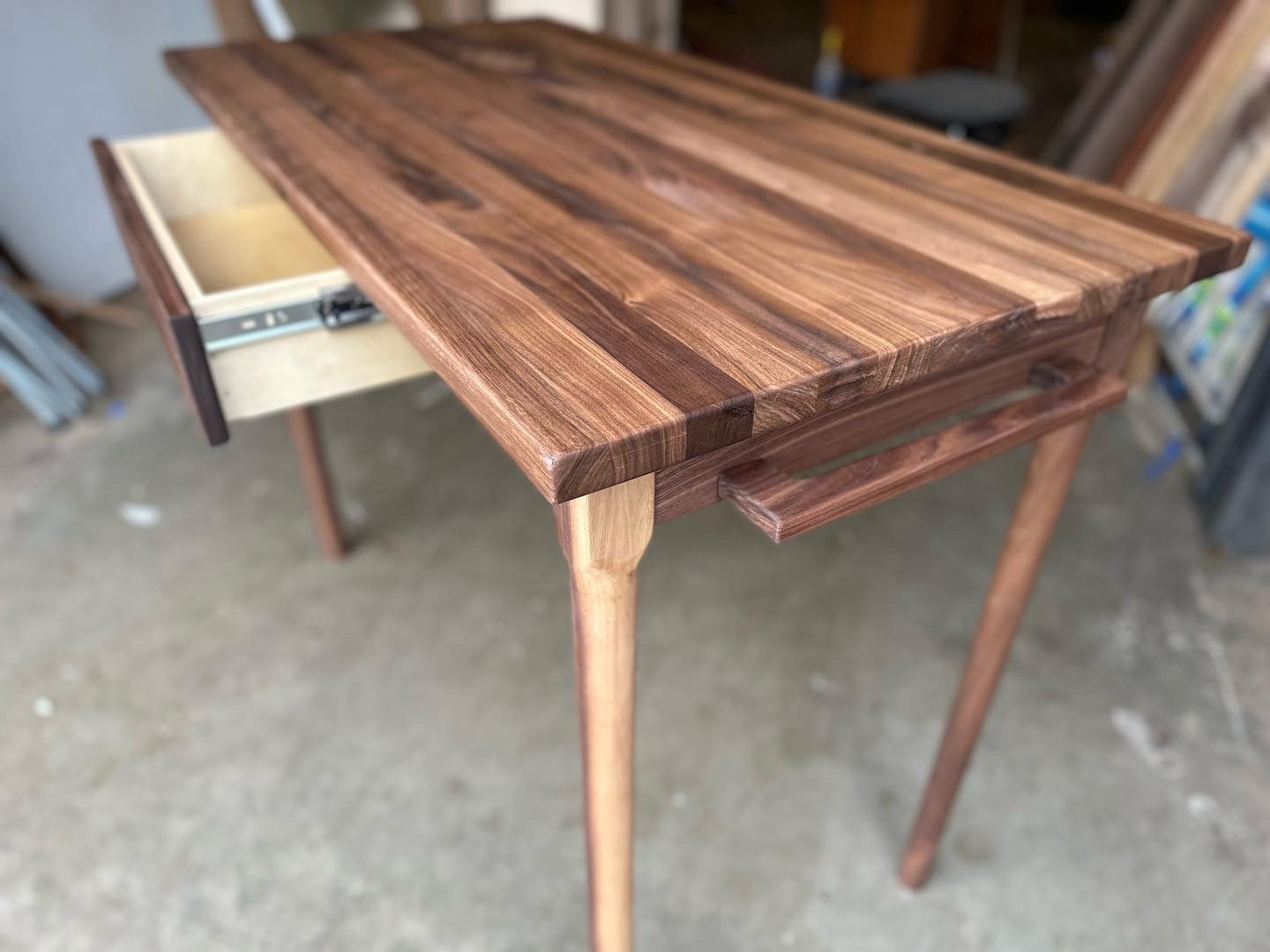 Turned Leg Walnut Butcher Block Table