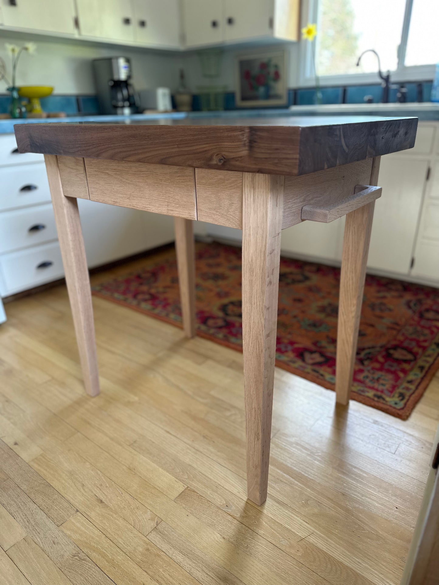 Butcher Block Table Kitchen Island Walnut & Red Oak
