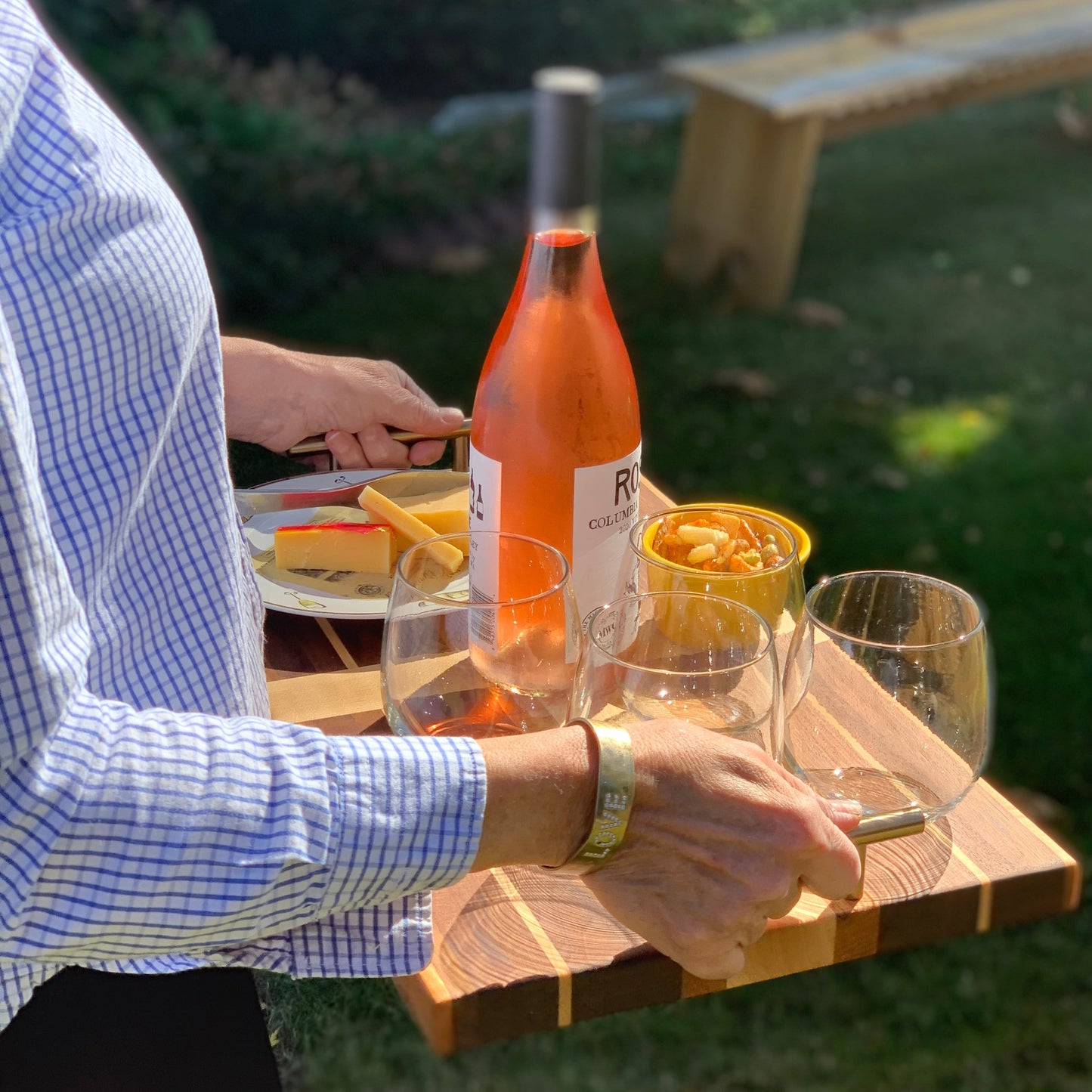 Oregon Handcraft Brass Handled Tray Table