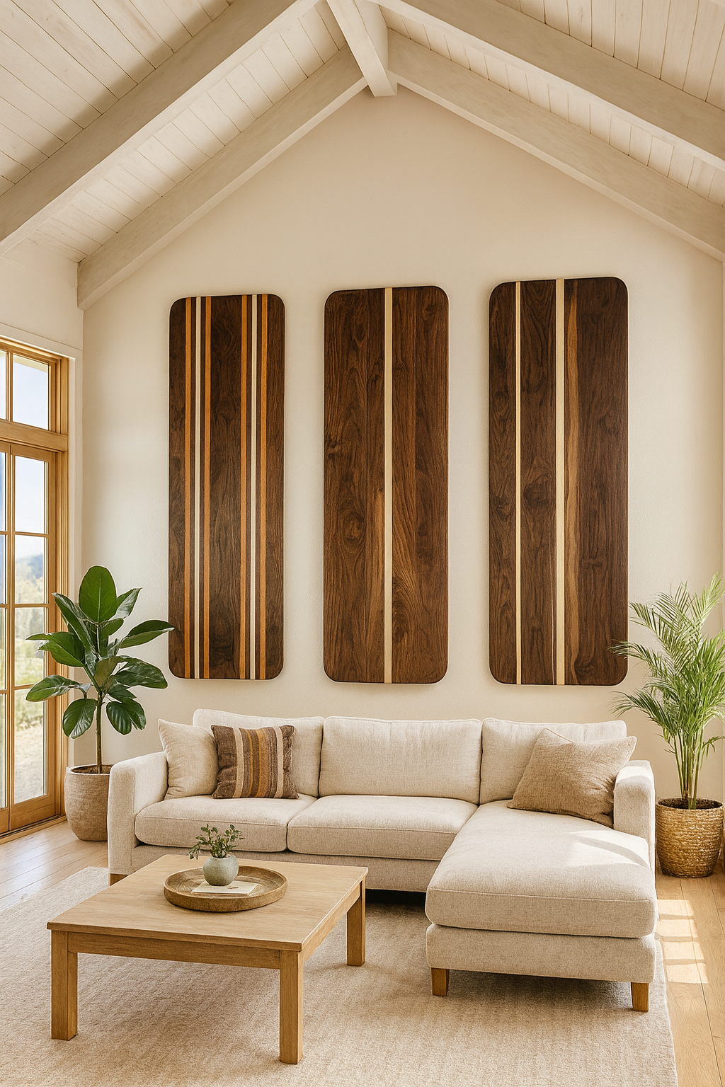 Wooden Wall Art: Hardwood Long Board Wall Art, Headboard Wall Art, Modern Wall Hanging