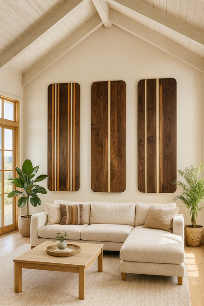 Wooden Wall Art: Hardwood Long Board Wall Art, Headboard Wall Art, Modern Wall Hanging