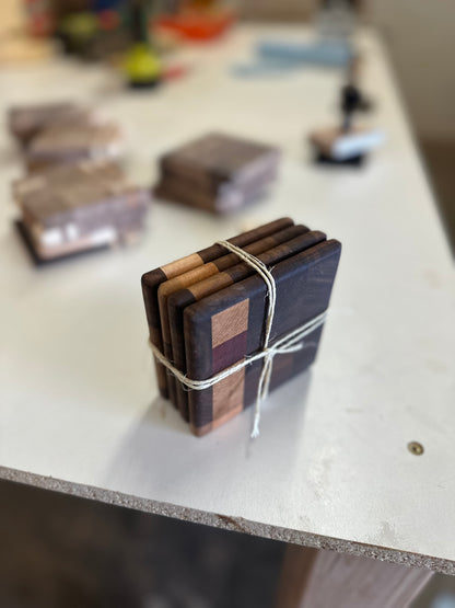 End Grain Hardwood Coaster Sets