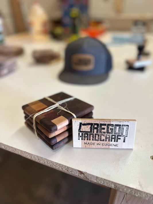End Grain Hardwood Coaster Sets