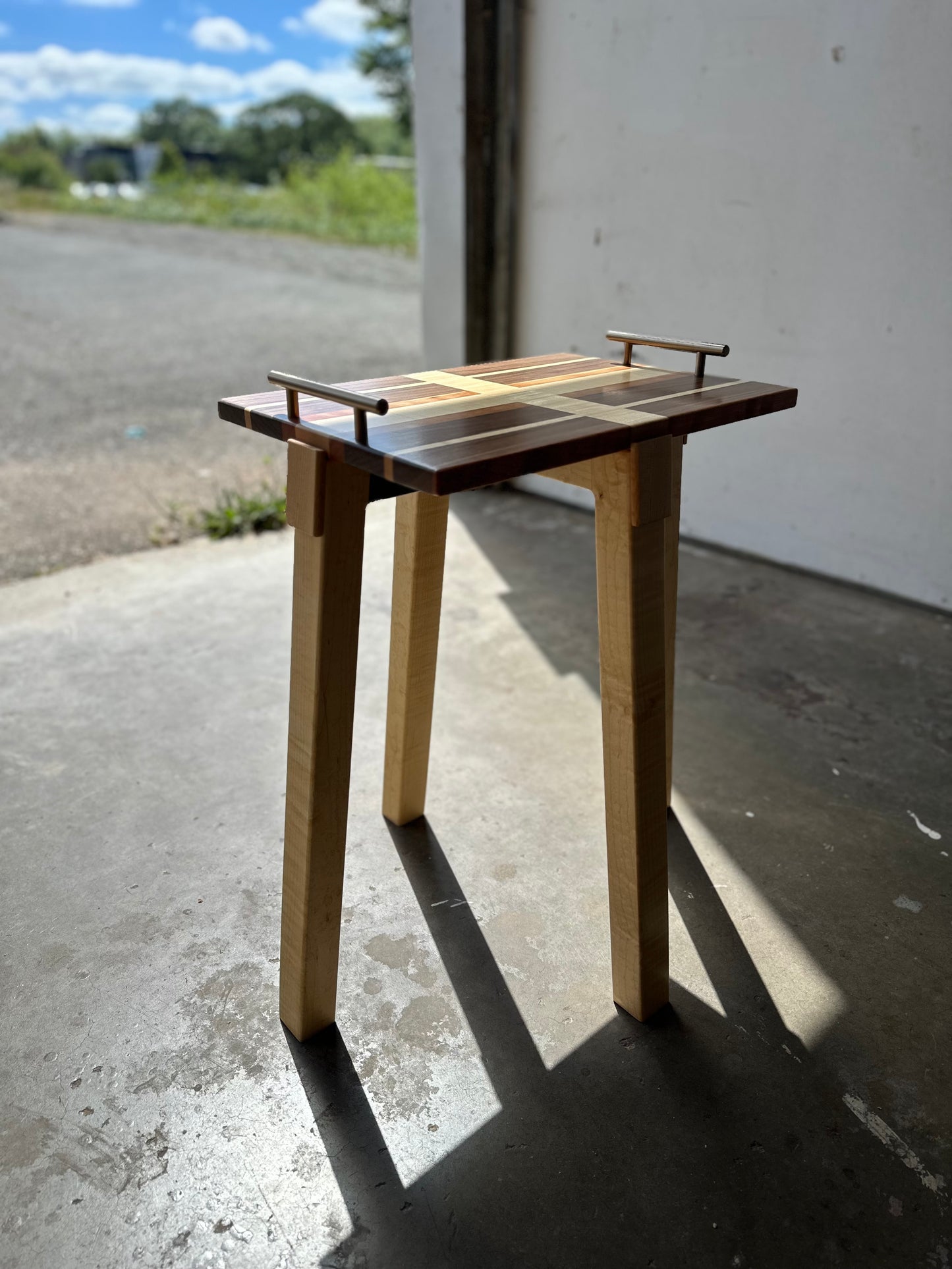 Hardwood Tray Table-Brass Handled