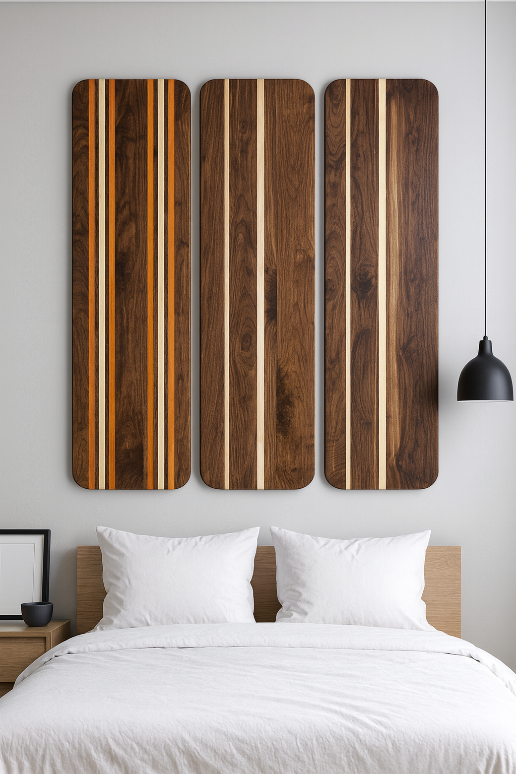 Wooden Wall Art: Hardwood Long Board Wall Art, Headboard Wall Art, Modern Wall Hanging