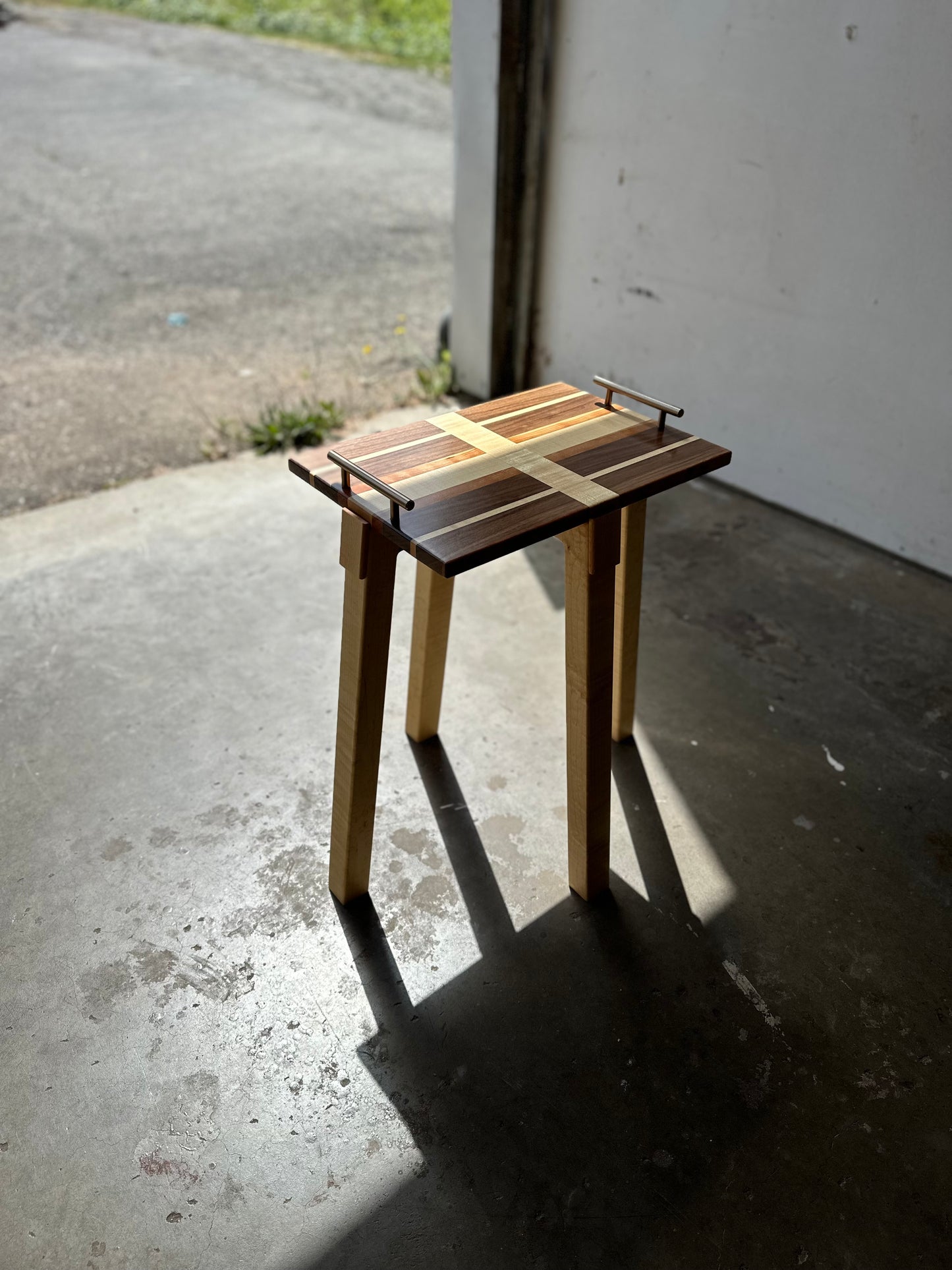 Hardwood Tray Table-Brass Handled