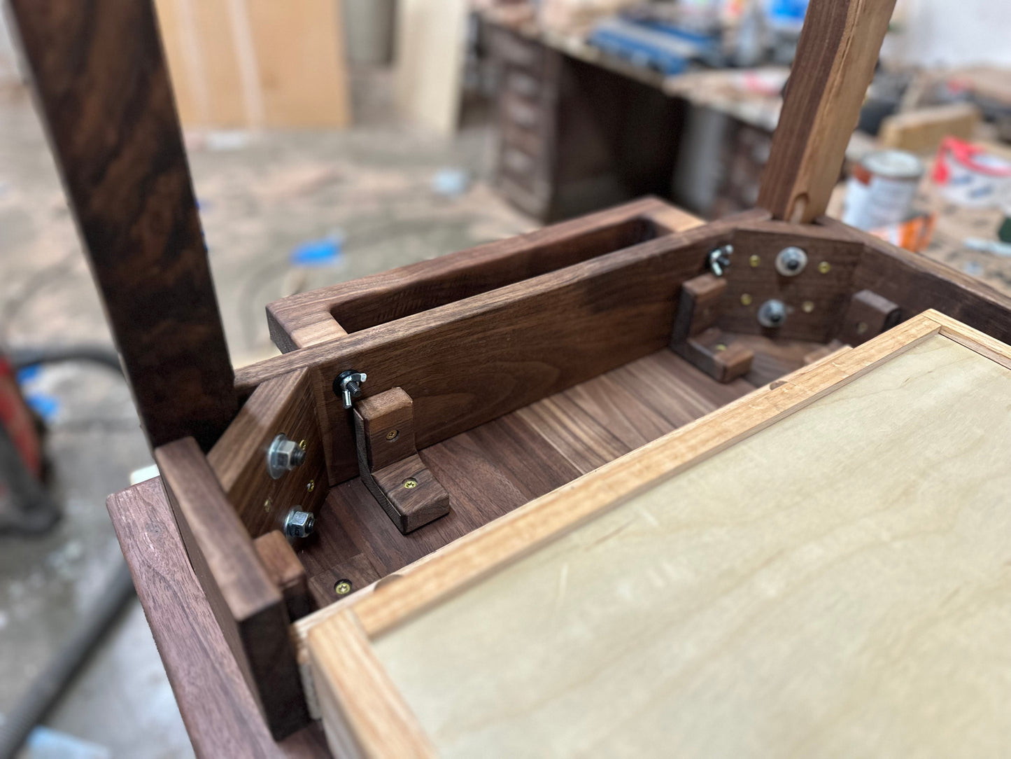 Butcher Block Kitchen Table in Walnut: 3” Thick Top, Kitchen Island with Dovetailed Drawer and Towel Bar