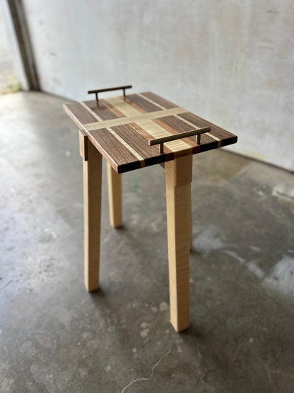 Hardwood Tray Table-Brass Handled