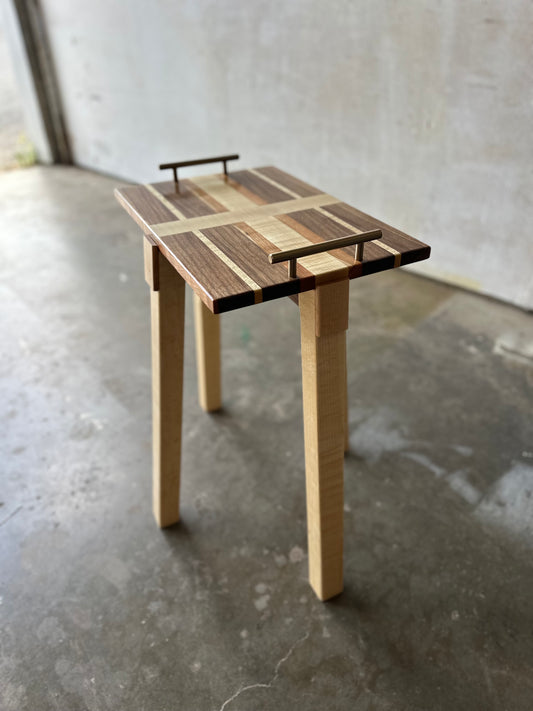 Hardwood Tray Table-Brass Handled