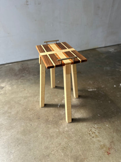 Hardwood Tray Table-Brass Handled