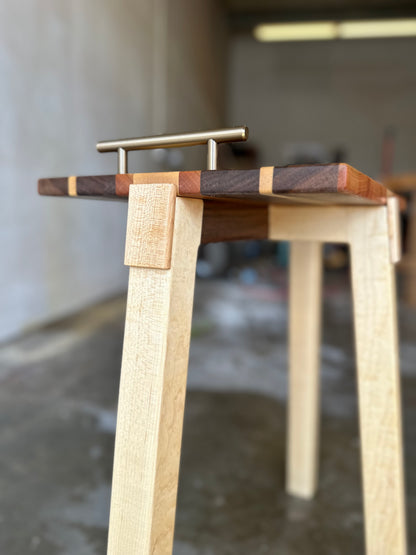 Hardwood Tray Table-Brass Handled