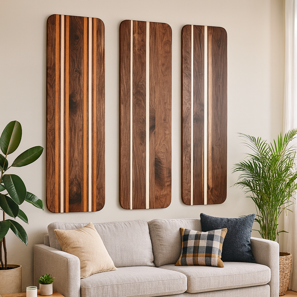 Wooden Wall Art: Hardwood Long Board Wall Art, Headboard Wall Art, Modern Wall Hanging