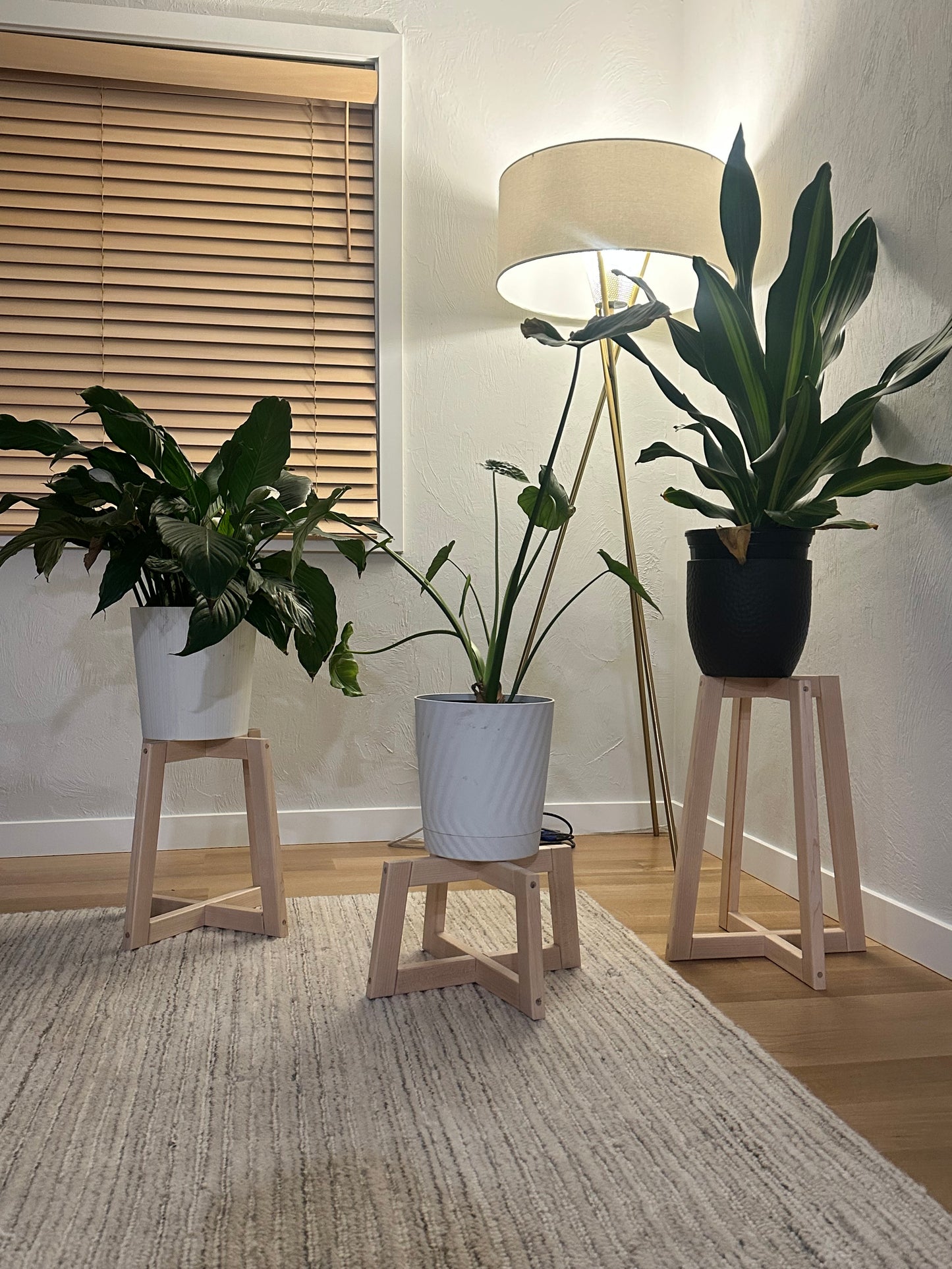 Maple Hardwood Plant Stands, Unique Plant Stand, Mid Century Modern