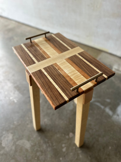 Hardwood Tray Table-Brass Handled