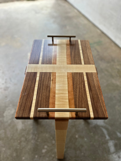 Hardwood Tray Table-Brass Handled