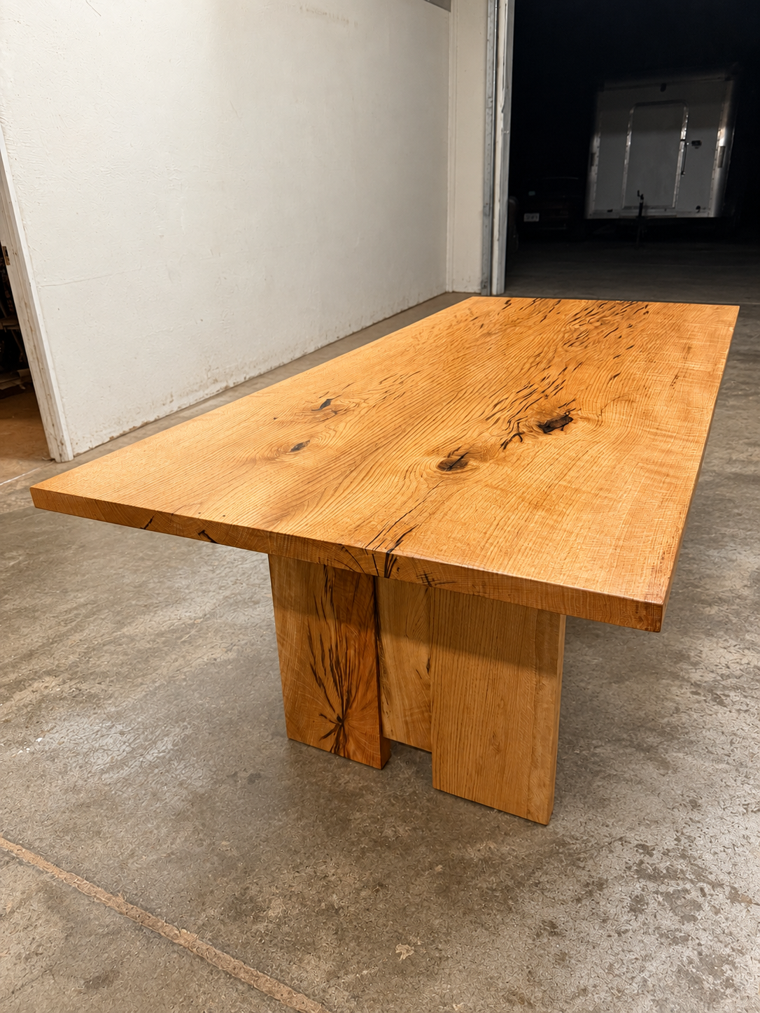 Three Sisters Dining Table: Solid White Oak Hardwood Table With Sculptural Panel Legs, Warm Modern Rustic Design Handmade in Oregon