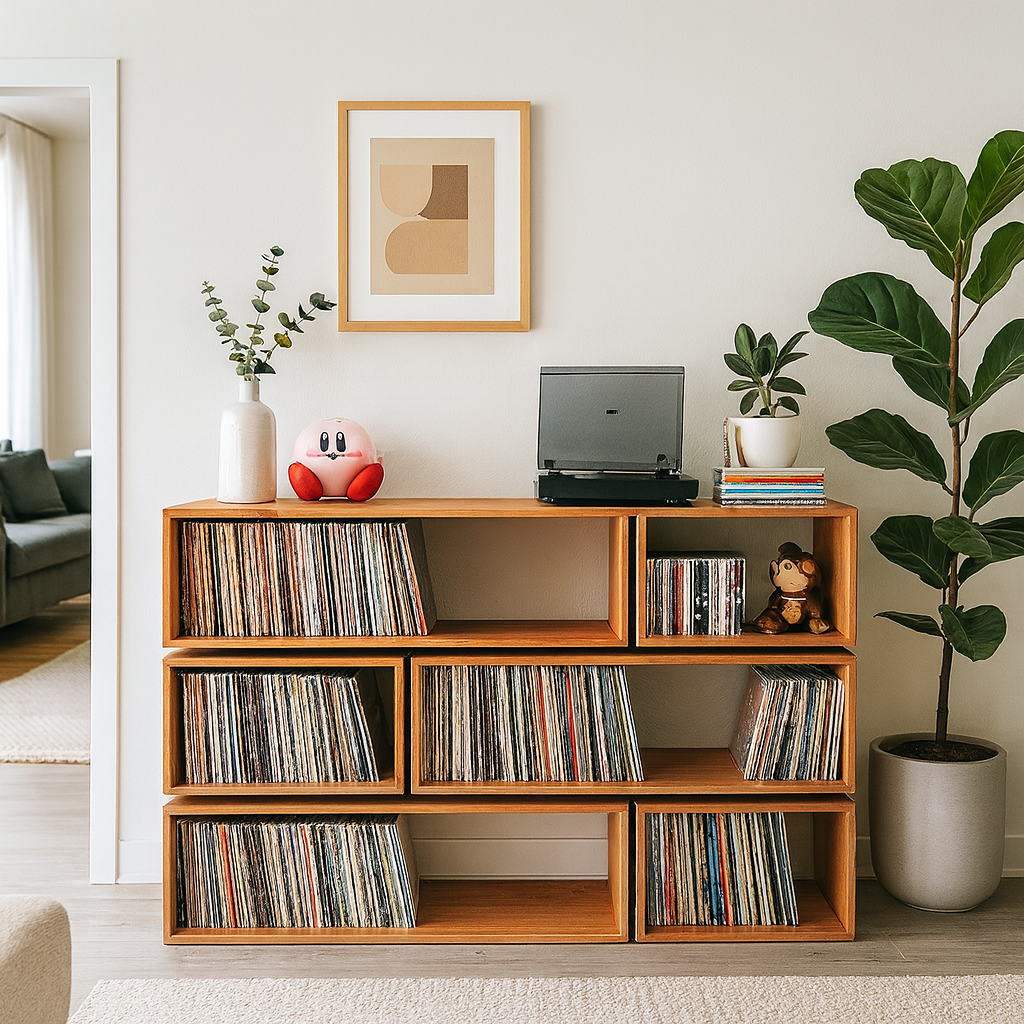 Vinyl Shelf: Hardwood Record Shelf