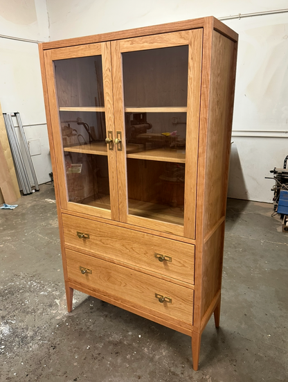 Solid Cherry Glass Display Cabinet