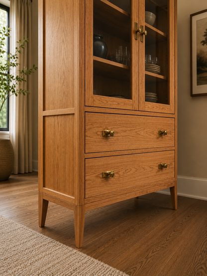 Solid Cherry Glass Display Cabinet