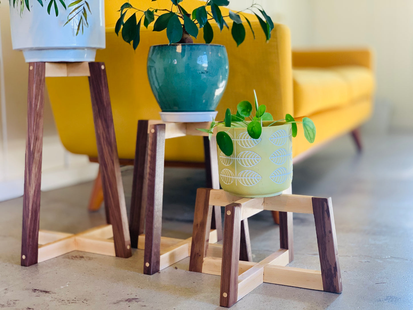 Walnut/Maple Hardwood Indoor Plant Stand