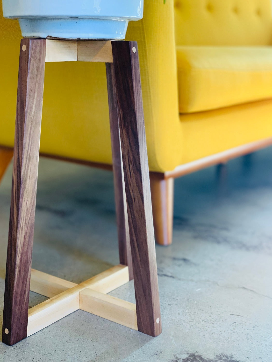 Walnut/Maple Hardwood Indoor Plant Stand